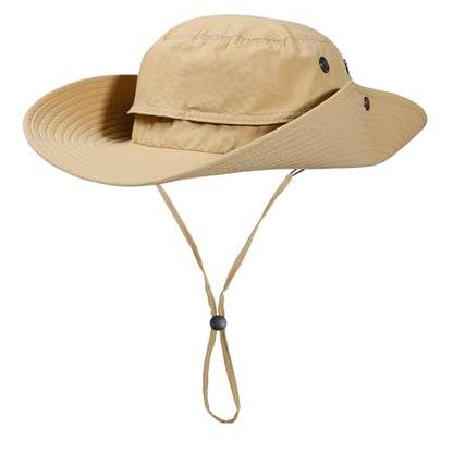 XL/XXL Oversized Sun Hat for Men Women, UPF 50+ Wide Brim Bucket Hat - color: Light Khaki, size: Medium-Large