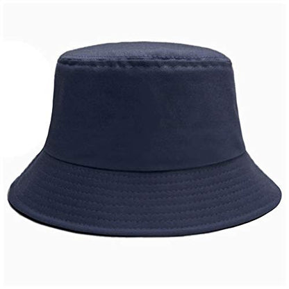 Bucket Hat for Women Men, Reversible Cotton Summer Sun Beach Cap Solid Color Style - color: A-navy