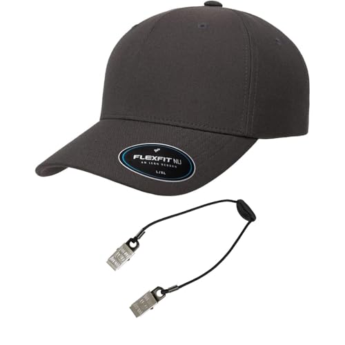 Flexfit 6100NU Tri-Layer Seamless Baseball Cap Bundle w/Cap Catcher - color: Dark Grey, size: Small-Medium