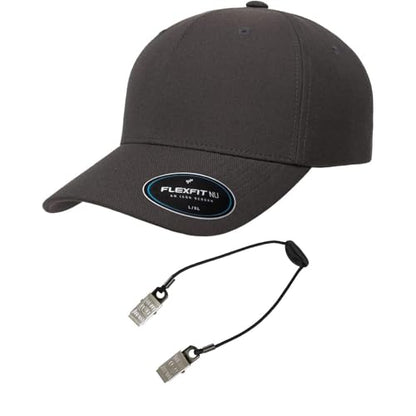 Flexfit 6100NU Tri-Layer Seamless Baseball Cap Bundle w/Cap Catcher - color: Dark Grey, size: Large-X-Large