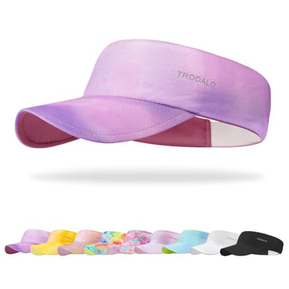 Kids Sun Visor Hats for Girls Boys, Packable Cooling Stretchy Visor - color: Purple