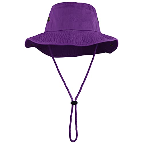 Wide Brim Hiking Fishing Safari Boonie Bucket Hats 100% Cotton UV Sun Protection for Men Women Outdoor Activities - color: Purple, size: Large-X-Large