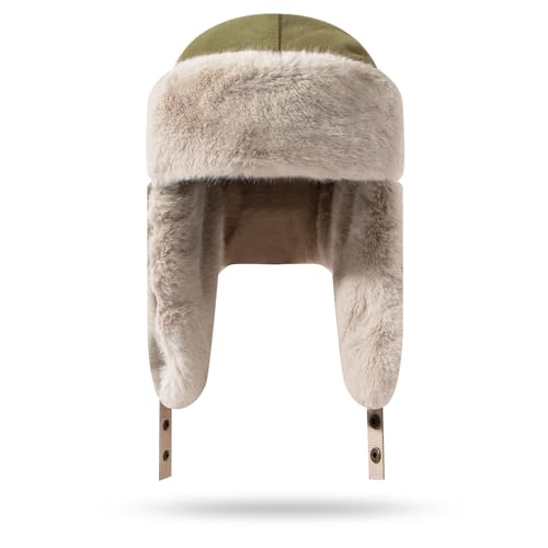 Croogo Cold Weather Eskimo Hats Trapper Hat Winter Thick Furry Ushanka Russian Hat Windproof Ski Trooper Hat with Ear Flap - color: Pl20-green