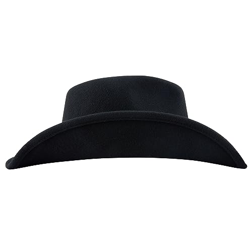 Cowboy Hat Water-Resistant Felt Hats 100% Wool Wide Brim Western Panama Rancher Hat for Women Men - color: Black 01-cowboy Hat, size: 7 1/8