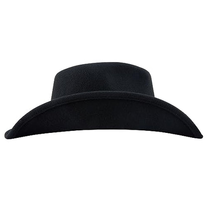 Cowboy Hat Water-Resistant Felt Hats 100% Wool Wide Brim Western Panama Rancher Hat for Women Men - color: Black 01-cowboy Hat, size: 7 1/8