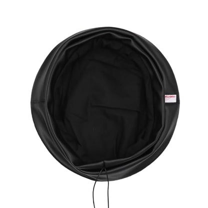Women Classic PU Leather French Beret Beanie Hat Pumpkin Cap - color: Black C#