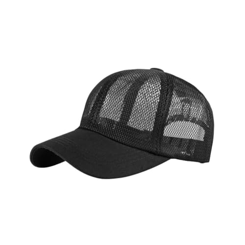 FASHIXD Mesh Baseball Cap for Men Women Summer Breathable Trucker Hats Adjustable Outdoor Sports Running Hats - color: Black