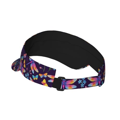 Funny Adjustable Sport Sun Visor Hat for Women Men - color: Dragonfly Garden Purple
