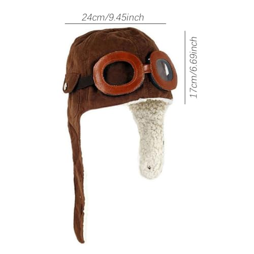 Unisex Baby Kids' Pilot Aviator Fleece Warm Hat Cap with Earmuffs - color: Brown