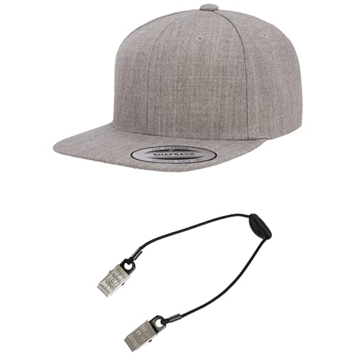 Yupoong Classics 6089 Wool-Blended Snapback Cap Bundle w/Cap Catcher - color: Heather Grey