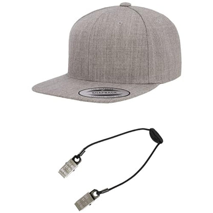 Yupoong Classics 6089 Wool-Blended Snapback Cap Bundle w/Cap Catcher - color: Heather Grey