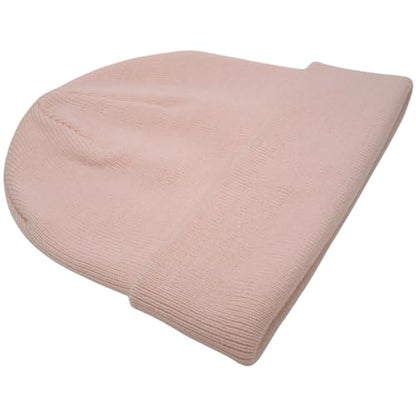 55cube Unisex Winter Beanie Hats Warm Thick Knit Cuffed Skullcaps - color: Light Peachy Pink