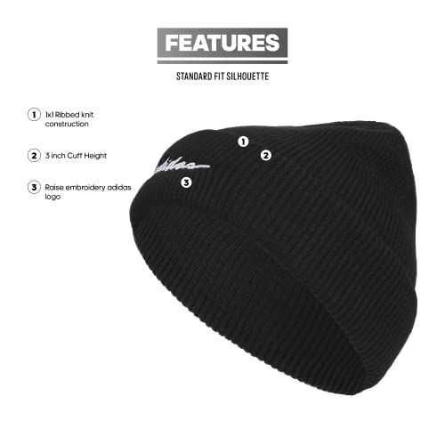 adidas Women's Script Fold Beanie - color: Black, size: One Size