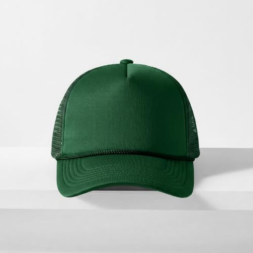CHOK.LIDS Blank Foam Trucker Hat, Retro Mesh Rope Snapback Cap, Men Women - color: Curved Brim (Hunter Green)