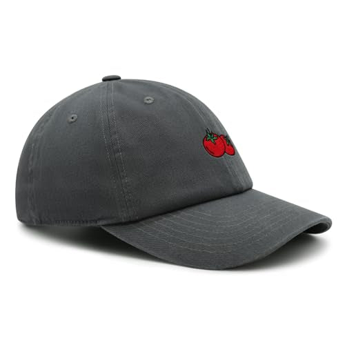 JPAK Two Tomatoes Premium Dad Hat Embroidered Cotton Baseball Cap Vegetables Embroidery - color: Dark Grey