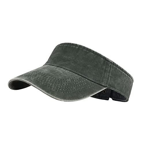 HH HOFNEN Sports Sun Visor Hats Cotton Adjustable Golf Caps for Men Women - color: #1c Army Green
