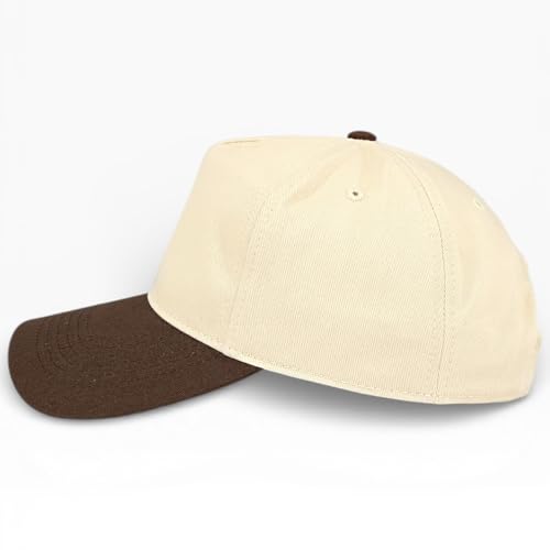 E BY ELIDAN Two Tone A-Frame Trucker Hat, 5-Panel Blank Baseball Snapback - color: Stone Brown