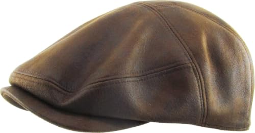 KBETHOS Leather Ascot Made in USA Ivy Collection Classic Newsboy Caps - color: (C) Faux Leather - Light Brown, size: Large-X-Large