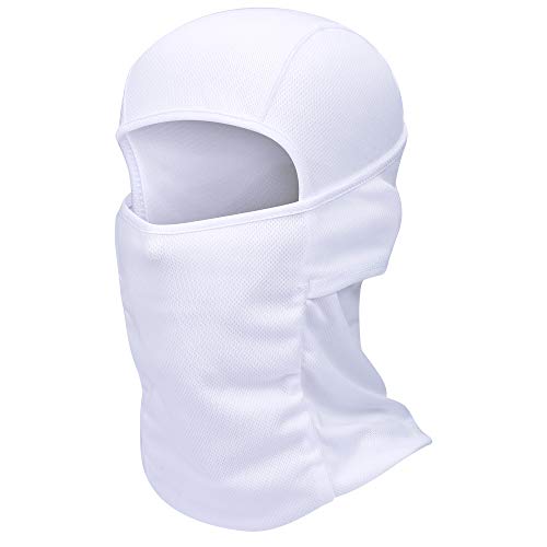 Balaclava Face Mask Adjustable Windproof UV Protection Hood - color: White