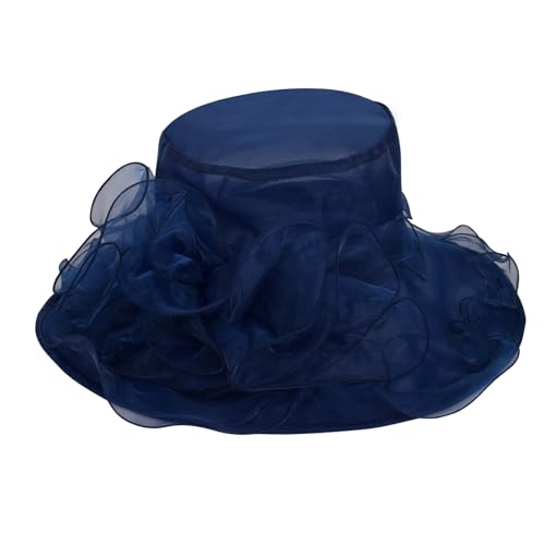 Derby Hats for Women 2025 Equestrian Derby Tea Party Fascinators Wide Brim - color: Navy