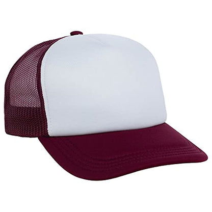 Lids Blank Basic Foam Trucker Adjustable Snapback Hat - color: White/Maroon