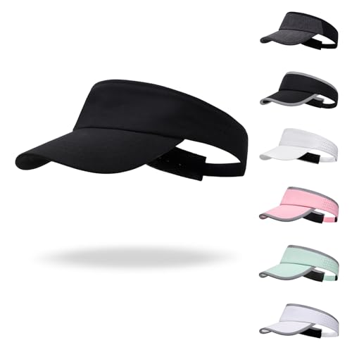Reflective Brim Quick Dry Lightweight Visor Hat - color: Black