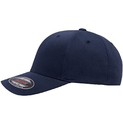Flexfit Wooly Combed 6-Panel Structured Baseball Cap | Stretch Fitted - color: Navy, size: Small-Medium