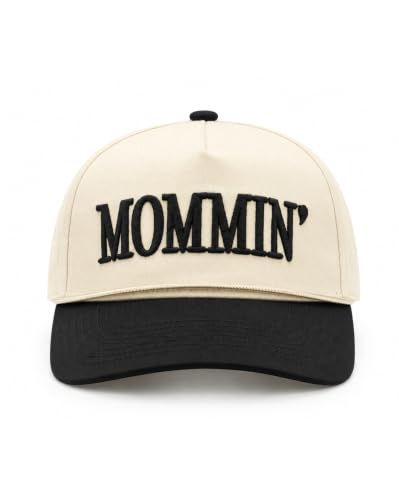 Mommin Trucker Hat for Women, Two Tone Baseball Cap for Mom Black