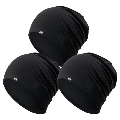 QINGLONGLIN Cooling Skull Cap Sweat Wicking Breathable for Men Women 3 Pack - color: Black + Black + Black