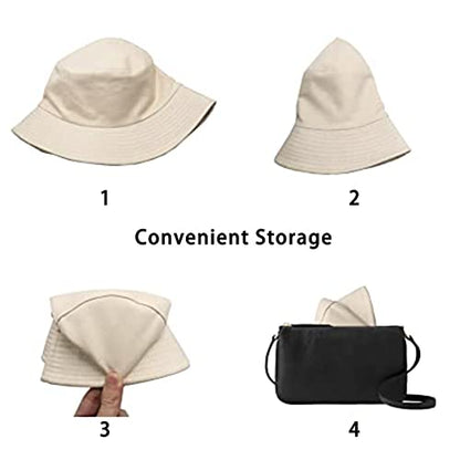 Unisex Bucket Hat Beach Sun Hat Aesthetic Fishing Hat for Men Women Teens, Reversible Double-Side-Wear - color: Beige