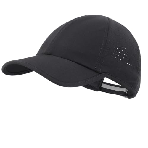 Home Prefer UPF50 Sun Hat for Men Women Reflective Water Repellent Quick Dry Baseball Cap Golf Running Outdoor Sport Hat - color: Black, size: Medium