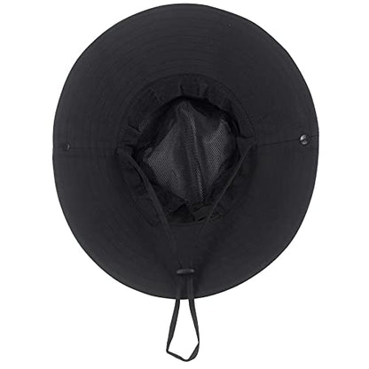 Muryobao Women's Ponytail Sun Hat UV Protection Foldable Mesh Wide Brim Beach Fishing Hat - color: Pure Black