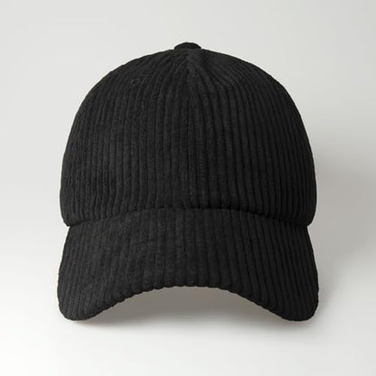 CHOK.LIDS Corduroy Baseball Cap Dad Hat Adjustable Polo Style Curved Brim - color: Black