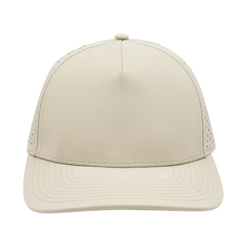 Gilbert Performance 5‑Panel Snapback Hat – Adjustable Flat Bill Cap, Breathable Mesh, Water‑Repellent Fabric, Unisex - color: Tan