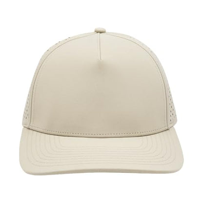 Gilbert Performance 5‑Panel Snapback Hat – Adjustable Flat Bill Cap, Breathable Mesh, Water‑Repellent Fabric, Unisex - color: Tan