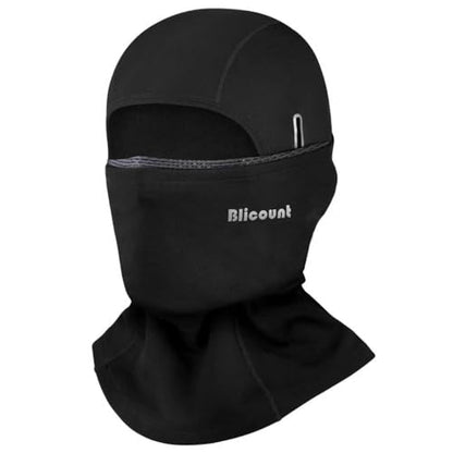 Balaclava Ski Mask for Men Women Thermal Winter Face Mask Dual-Layer Balaclava Breathable Windproof for Cold Weather Skiing - color: Black