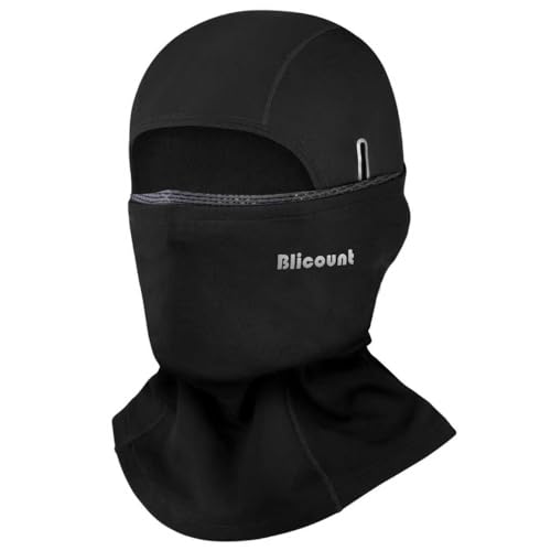 Balaclava Ski Mask for Men Women Thermal Winter Face Mask Dual-Layer Balaclava Breathable Windproof for Cold Weather Skiing - color: Black