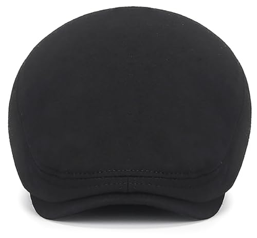 XYIYI Men Newsboy Cap Cotton Beret Hat Flat Ivy Gatsby Driving Cabbie Cap - color: Black