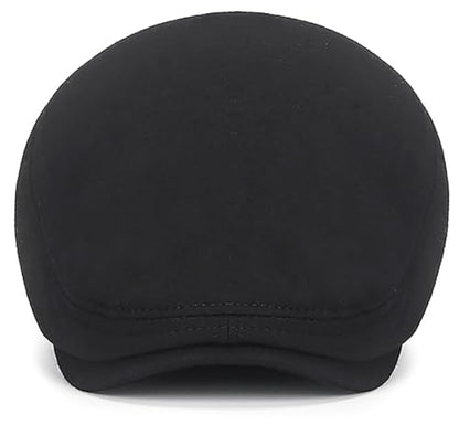 XYIYI Men Newsboy Cap Cotton Beret Hat Flat Ivy Gatsby Driving Cabbie Cap - color: Black