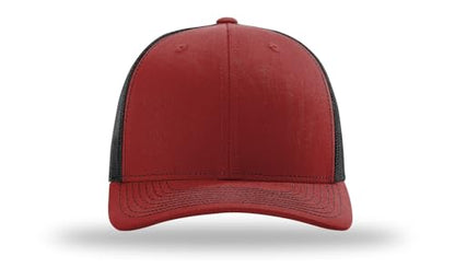 Richardson 112 Trucker Hat - Premium Blank Baseball Cap, Adjustable Snapback Hat - Structured Six Panel Richardson Blank Hats - color: Cardinal/Black