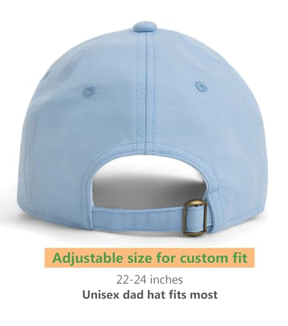 Linen Cotton Baseball Cap, Summer Breathable Dad Hat Men Women - color: Light Blue