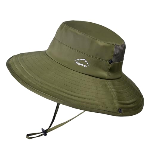 Cooling Sun Hat for Men Women,Wide Brim Bucket Hat Foldable Boonie Hat for Fishing Hiking Garden Safari Beach - color: Army Green