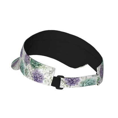 Unisex Adjustable Sports Sun Visor - color: Pastel Green and Succlent