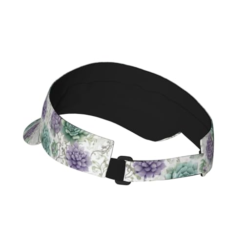 Unisex Adjustable Sports Sun Visor - color: Pastel Green and Succlent