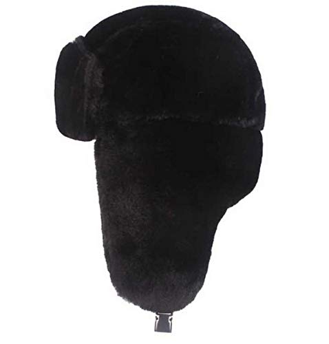 Brcus Women Russian Ushanka Trapper Pilot Aviator Cap Winter Windproof Ski Hat - color: Black