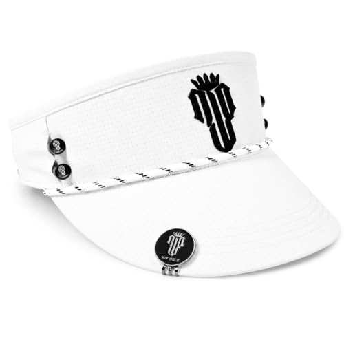 Visor Hat for Men and Women with Tee Holder & Magnetic Ball Marker - color: High Crown: White