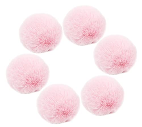 SUSULU Pink Fur Pom Poms Fluffy Faux Fur Pompom Ball with Tiny Cord for Party Decorations Hat Shoes Garment Accessories 2.8in Pack of 6 - color: Light Pink