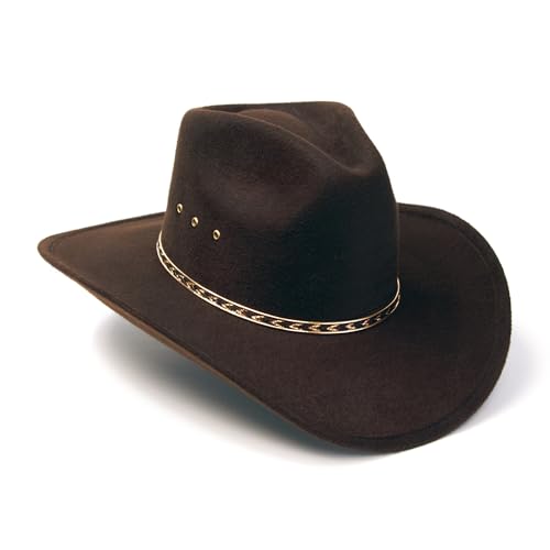 Western Express Felt Finish Cowboy Hat - Pinch Front Style with Gold Band | Kids' Cowboy & Cowgirl Hat - color: Brown