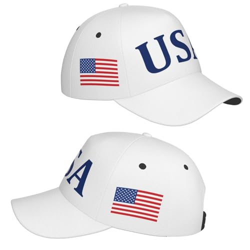 American Flag Baseball Caps Embroiderred USA Flag Patriotic Dad Hat Adjustable Trucker Hats for Men Women - color: Usa Flag White 1