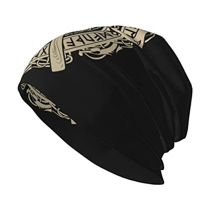 Men Vikings Beanie Caps,Norse Rune Skull Cap Knit Hat Slouchy Cap Autumn Summer Casual Beanies Hat - color: Norse Rune